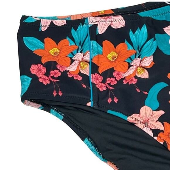 Cupshe Cynthia Floral High-Waisted Plus Size Bikini Bottom 1X NWT – Black Floral - Picture 3 of 12